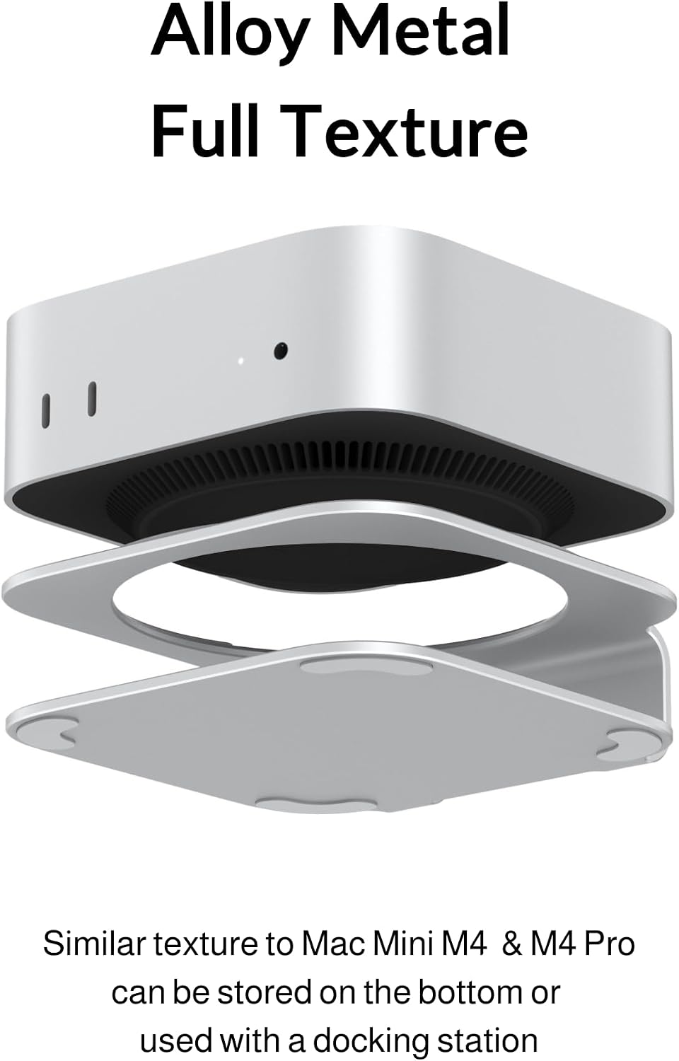 Mac mini M4 Ständer, Aluminium-Halterung für 2024 Mac mini M4 und M4 Pro, integrierte Kühlung, Zugri