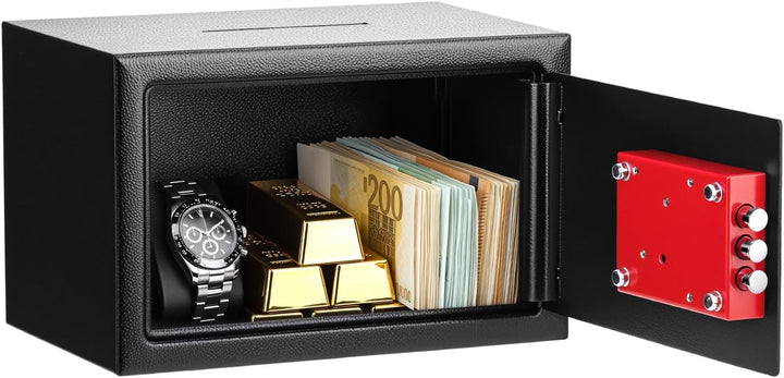 QWORK® Schranktresor 31 x 20 x 20 cm mit Einwurfschlitz &amp; 3 Verriegelungsbolzen – Anti-Angel-Schutz