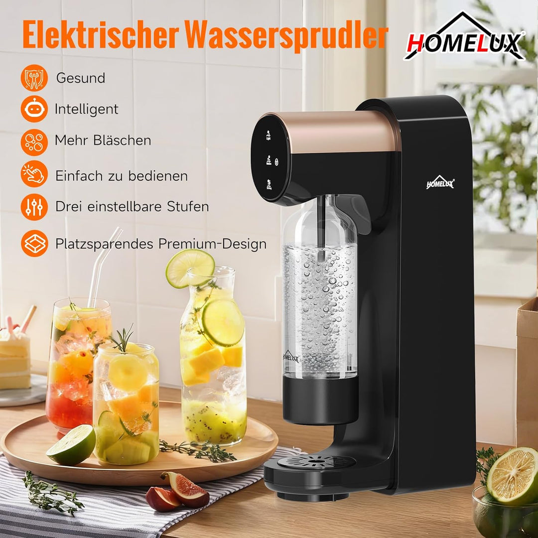 HOMELUX Wassersprudler,Sprudelwasser Maschine,Soda Maker,Wasser Sprudel GeräT,Water Carbonator (Schw