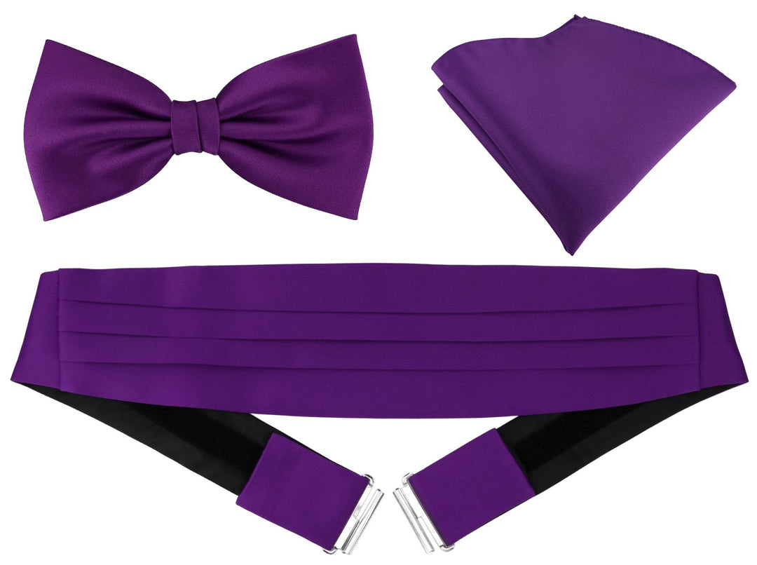 TigerTie Kummerbund Einstecktuch Satin Fliege in einfarbig Uni - Schärpe Leibbinde Lila, Lila