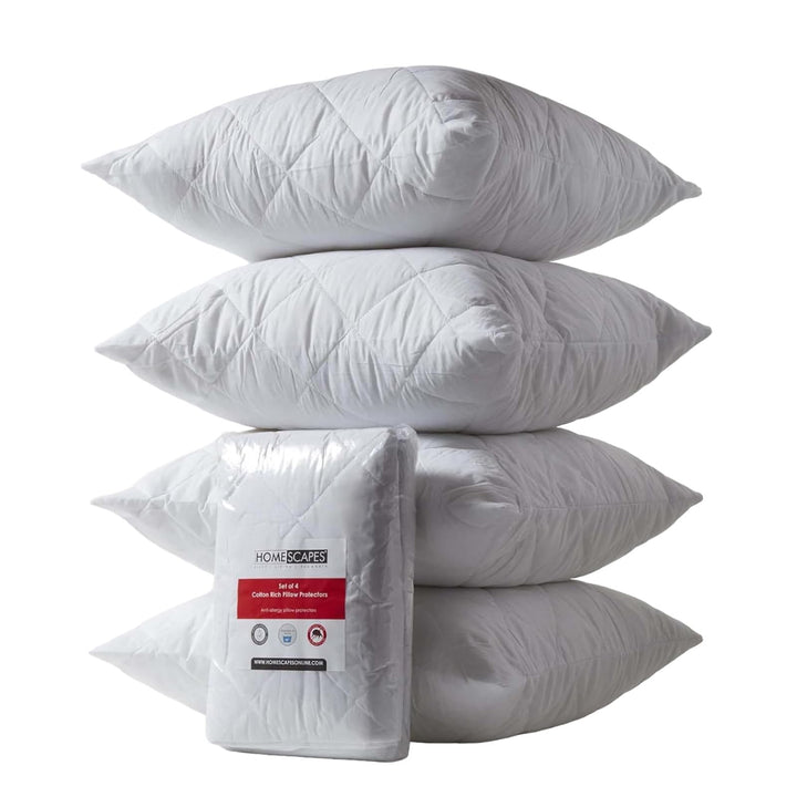 Homescapes 4er-Set Gesteppte Kissenschoner 80x80 cm, wattierte Polycotton-Kissenschonbezüge hypoalle