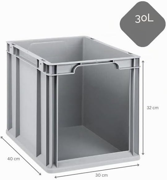 SuperSparSet 4x Eurobox NextGen Store | HxBxT 32x30x40cm | 30 Liter | Front offen | Eurobehälter, Tr