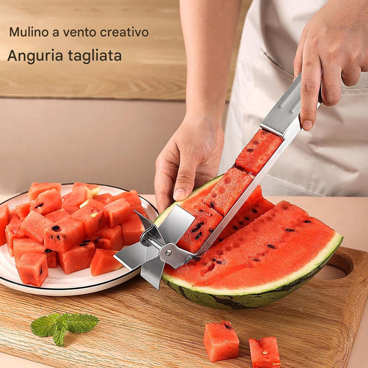 Wassermelonen-Schneidewerkzeug -Würfelschneider aus Edelstahl | Kürbis-Windmühlen-Schneider Für Kürb