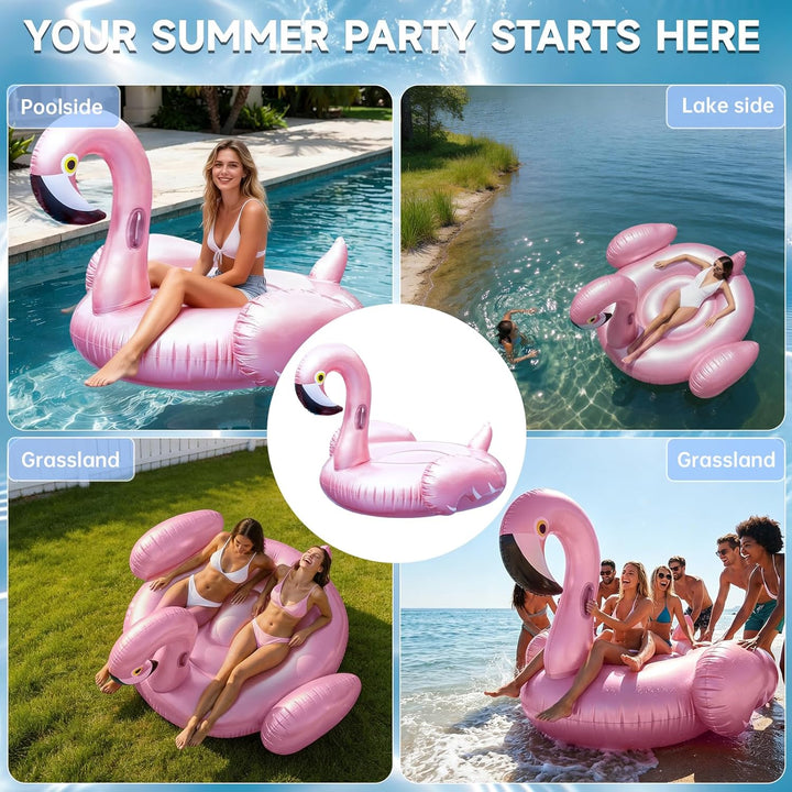 Flamingo Aufblasbar Einhorn, Luftmatratze Pool Erwachsene, Reittier Aufblasbar, Schwimmtier Dinosaur