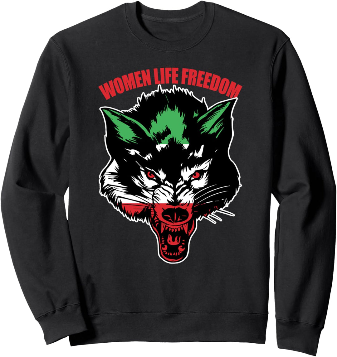 Women Life Freedom Iran Flag Cute Women of Iran Support Wolf Sweatshirt