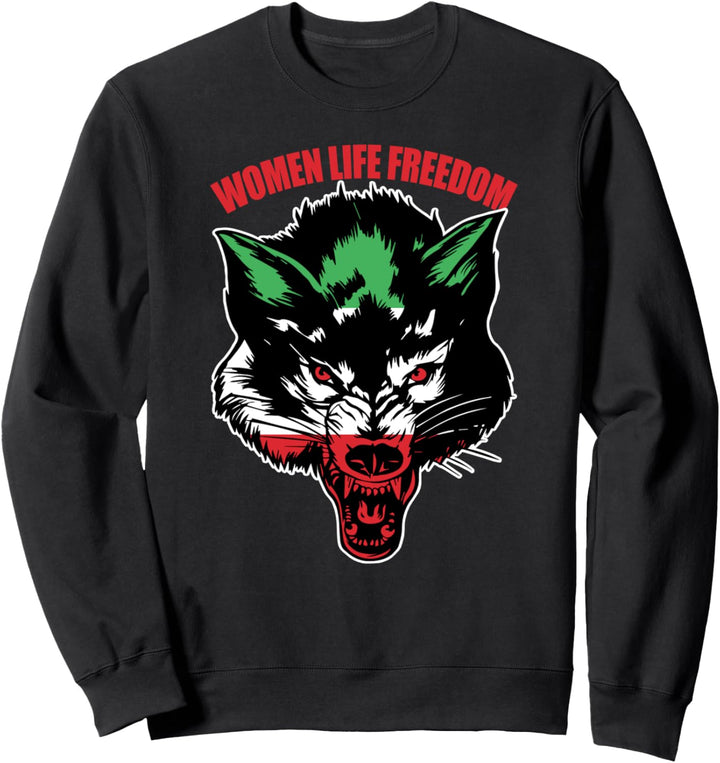 Women Life Freedom Iran Flag Cute Women of Iran Support Wolf Sweatshirt