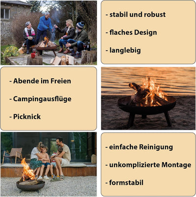 Montafox Feuerschale Feuerstelle Lagerfeuer Metall Ø 58 cm für Garten und Terrasse