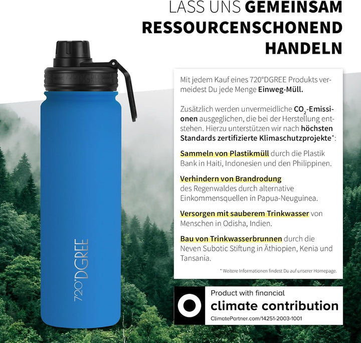 720°DGREE Edelstahl Thermo Trinkflasche 710ml “noLimit” +Früchtebehälter - Auslaufsicher, Kohlensäur