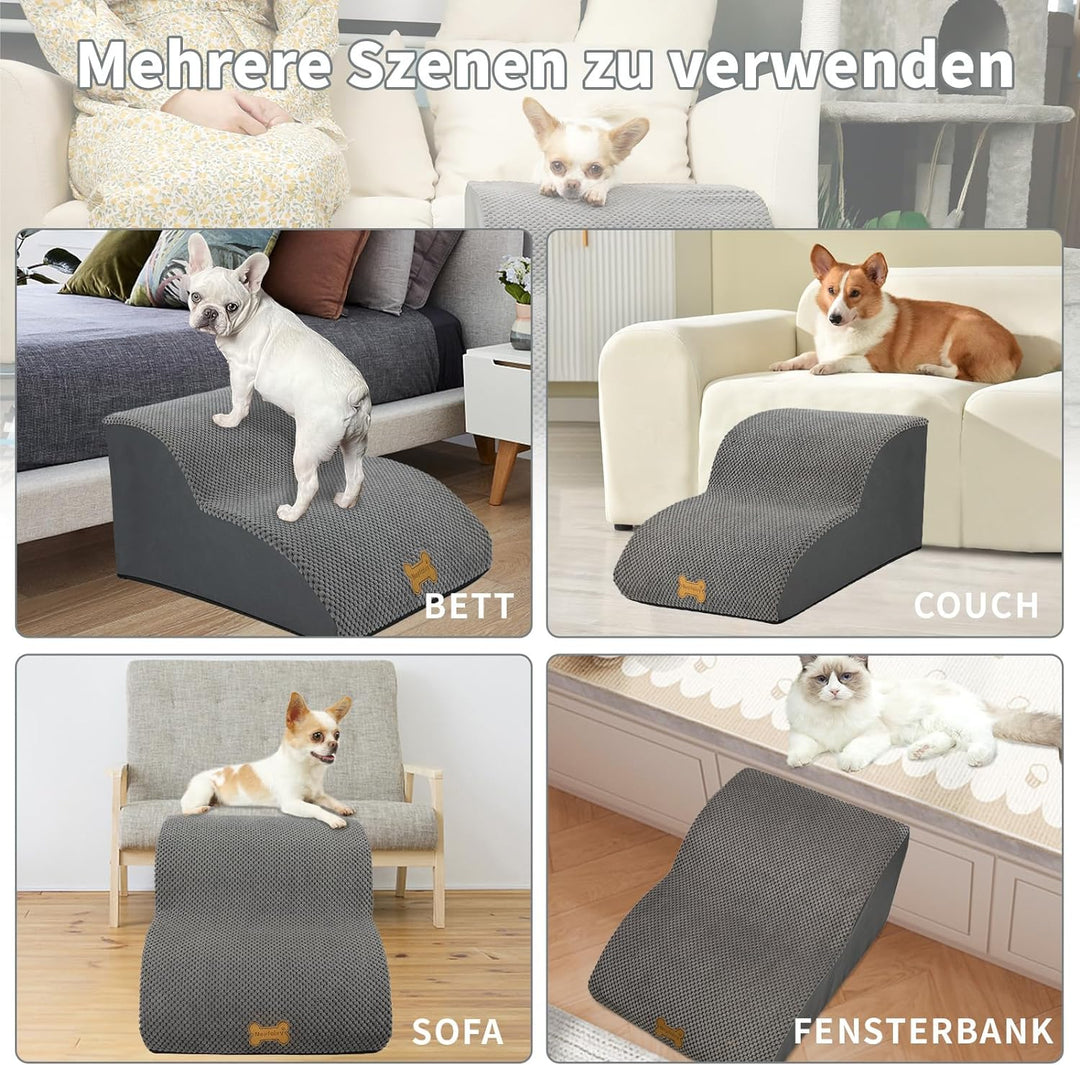 Nepfaivy Hundetreppe für Kleine Hunde 2-Stufig, Haustiertreppe für Bett und Sofa aus Hochdichtem Sch