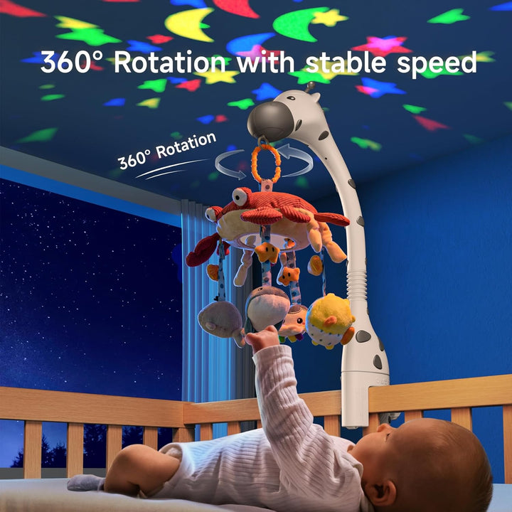 TUMAMA Baby Musikalische Krippe Mobile mit Projektor Spiegel Weiche Hängende Spielzeug Schlaflieder