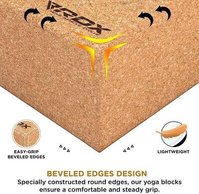 RDX Yoga Cork Block Set, High Density Eva Schaumstoff Rutschfester Blöcke, Leichtes Yogaklotz für Kö