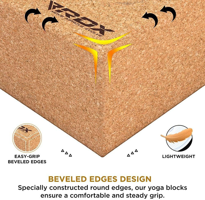 RDX Yoga Cork Block Set, High Density Eva Schaumstoff Rutschfester Blöcke, Leichtes Yogaklotz für Kö