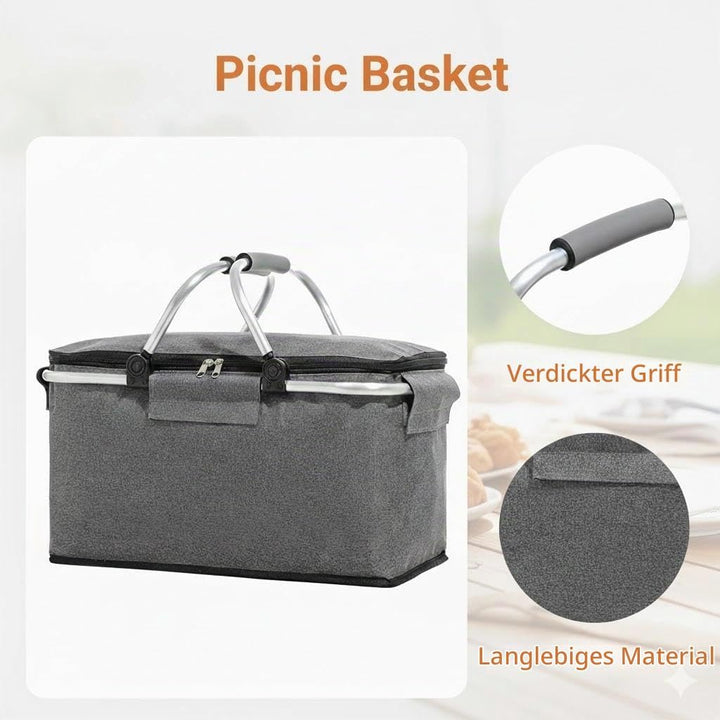 Einkaufskorb Faltbar, Einkaufskorb mit Kühlfunktion, Tragekorb, Thermo als Picknickkorb,für Picknick