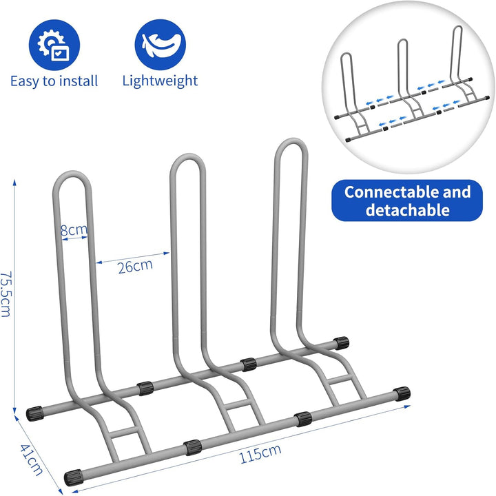 TLGREEN 3 x Fahrradständer Boden,Abnehmbar Fahrräder,Fahrrad Ständer,Reifenbreite bis 80mm,20-28 Zol