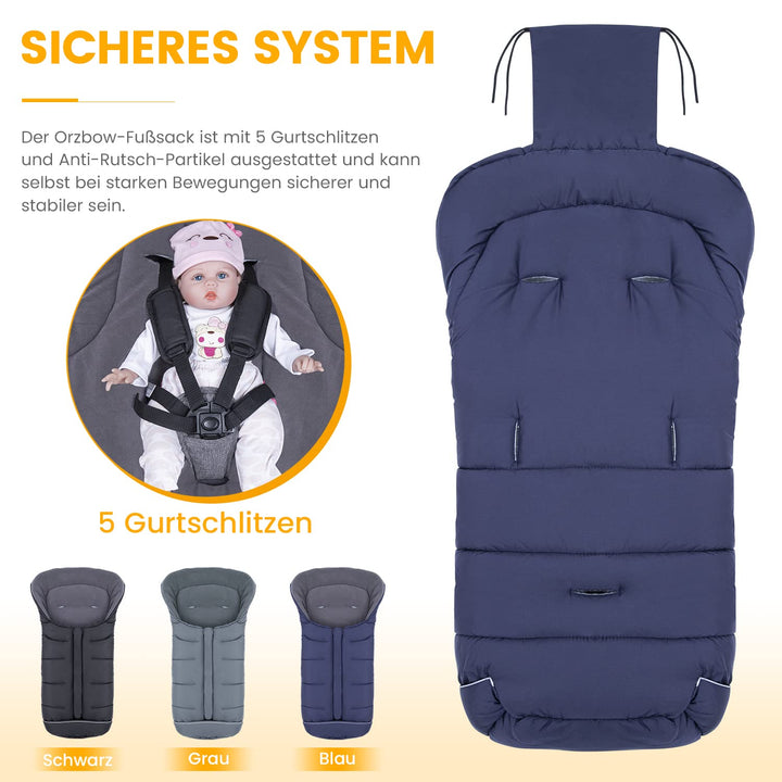 Orzbow Winter Fusssack für Kinderwagen,Baby Fusssack für Buggy mit Kapuze mit Kordelzug,Warmes Polar