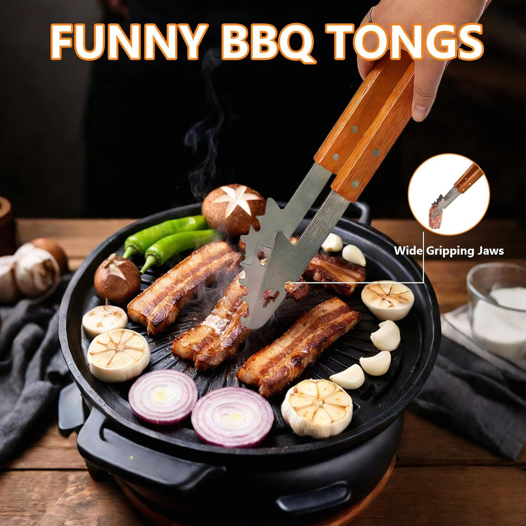 Grillbesteck Set 3-teilig Extra Lang – Edelstahl Grillbesteck mit Holzgriff & Tasche, Grillzubehör m