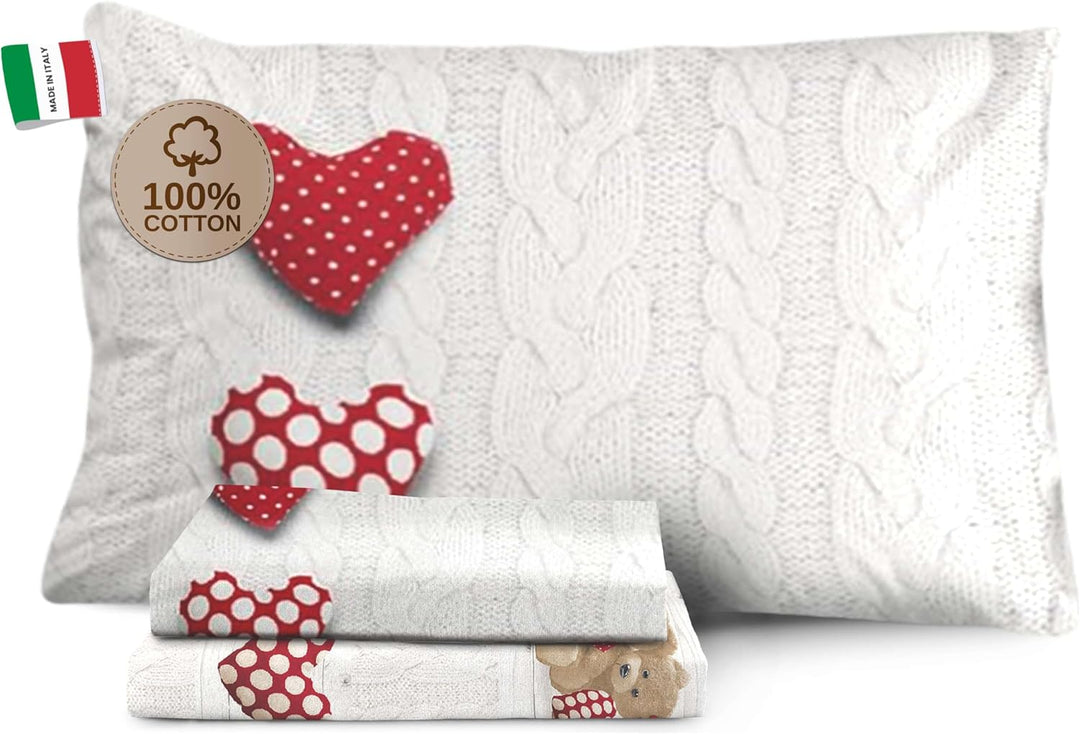 HomeLife Bettwäsche-Set für Einzelbett aus Baumwolle mit Bären, Bettbezug 120 x 300 cm + Spannbettla