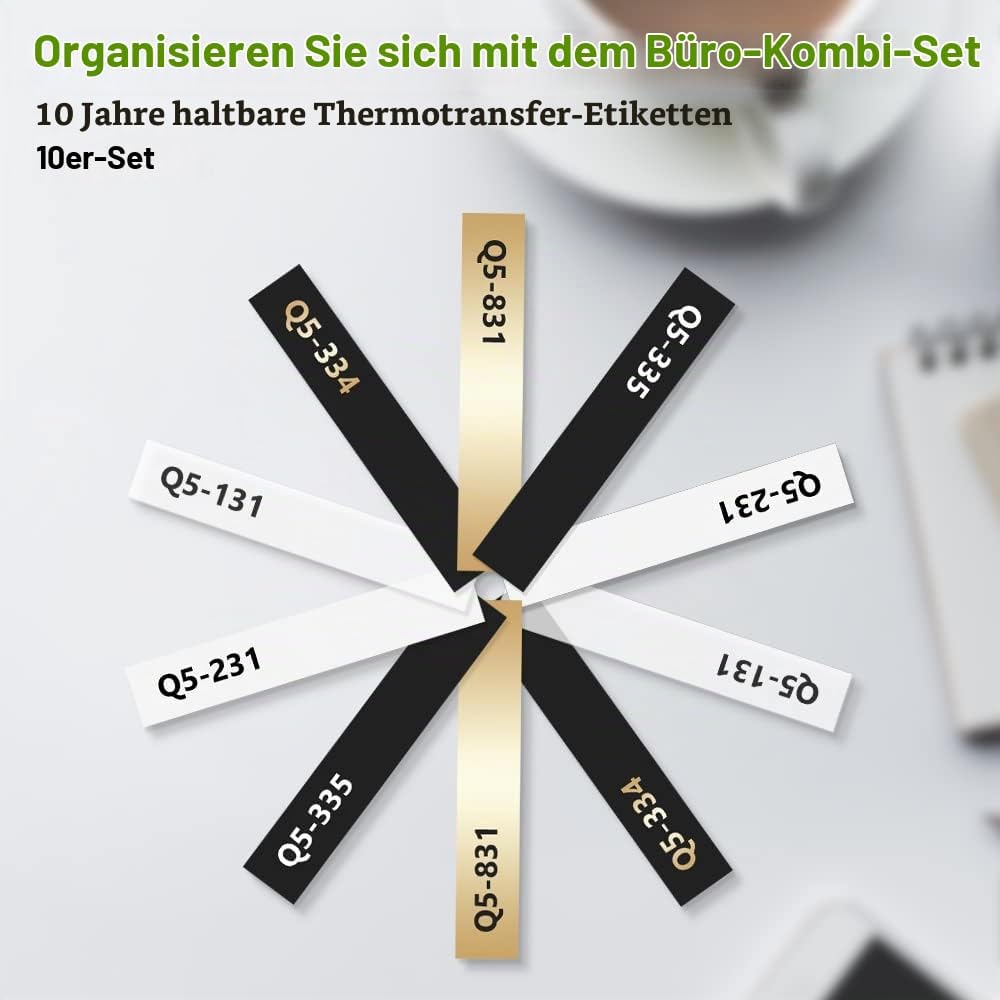 10x Phomemo P12 Original Thermotransfer-Etiketten 12mm x 4m Mehrfarbig Q5-131/Q5-231/Q5-334/Q5-335/Q