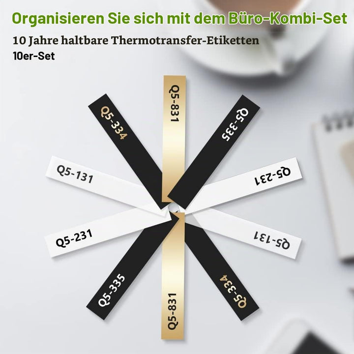 10x Phomemo P12 Original Thermotransfer-Etiketten 12mm x 4m Mehrfarbig Q5-131/Q5-231/Q5-334/Q5-335/Q