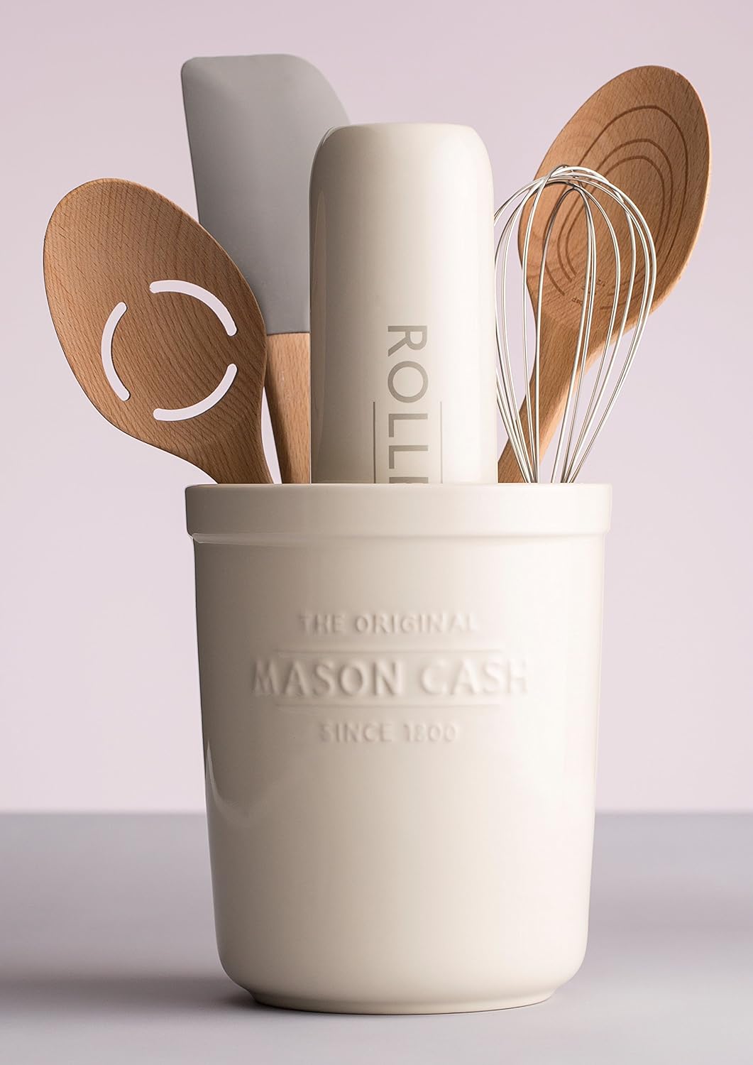 Mason Cash Innovative Küchenhelfer Topf und Untersetzer, Keramik, aus/weiss, 16 x 16 x 20 cm Utensil