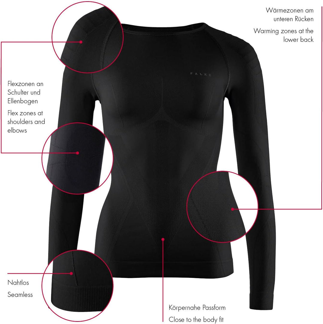 FALKE Damen Maximum Warm Round Neck Funktionsshirt Langarm kalte bis sehr kalte Temperaturen Funktio