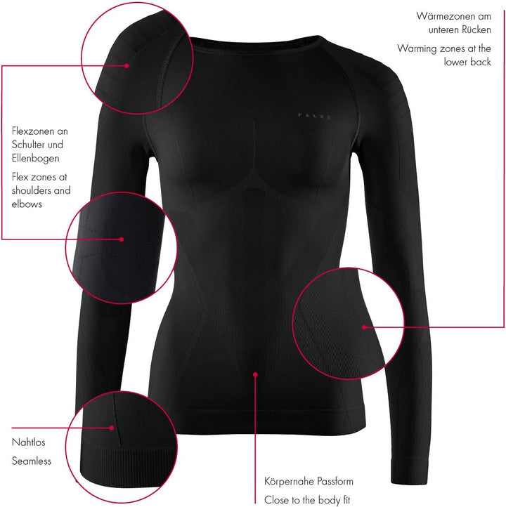 FALKE Damen Maximum Warm Round Neck Funktionsshirt Langarm kalte bis sehr kalte Temperaturen Funktio