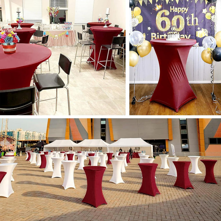 3 Stück Burgund Stehtisch Hussen Stehtische, Stehtischhusse für Ø 80-85 cm Stehtische und Bistrotisc
