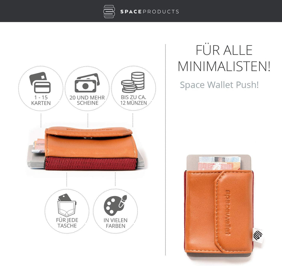 Space Products ® Mini Geldbörse braun I Sehr kleines Echtleder Wallet/Portemonnaie mit Münzfach I 15
