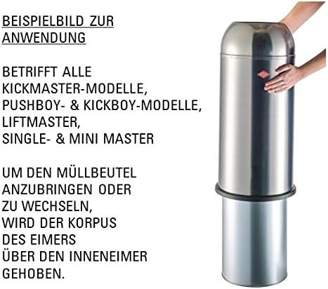 Wesco Kickmaster Mülleimer, Metall, Sand/matt, H 69cm/D37,5cm/33l H 69cm/D37,5cm/33l Sand/Matt, H 69
