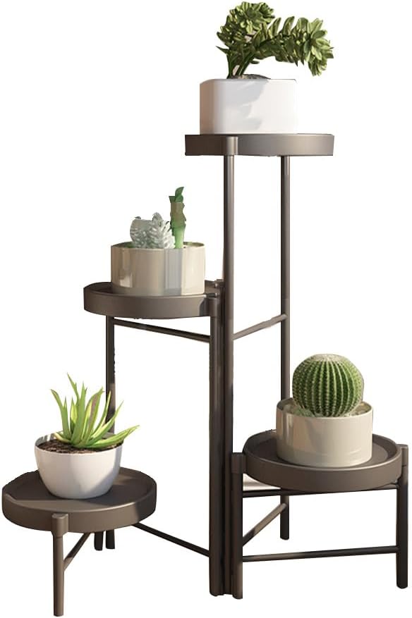 4 Etagen Pflanzenständer Metall Blumenständer Pflanzenregal Blumenregal Indoor Outdoor, Faltbar Blum