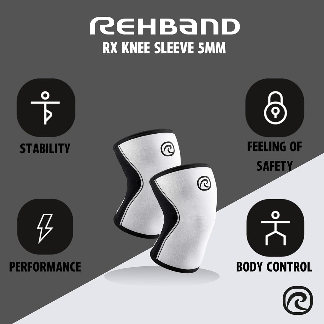 Rehband Kniebandage Kraftsport, Kniestütze für Cross Fit & schweres Training, Knee Sleeve aus 5 mm N