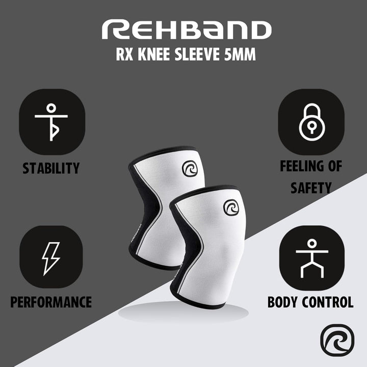 Rehband Kniebandage Kraftsport, Kniestütze für Cross Fit & schweres Training, Knee Sleeve aus 5 mm N