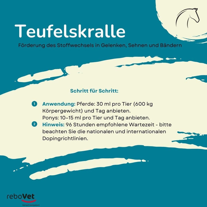 Rebopharm ReboQuin Teufelskralle 1 Liter | Gelenkgesundheit bei Pferden | Arthrose Entzündung Schwel
