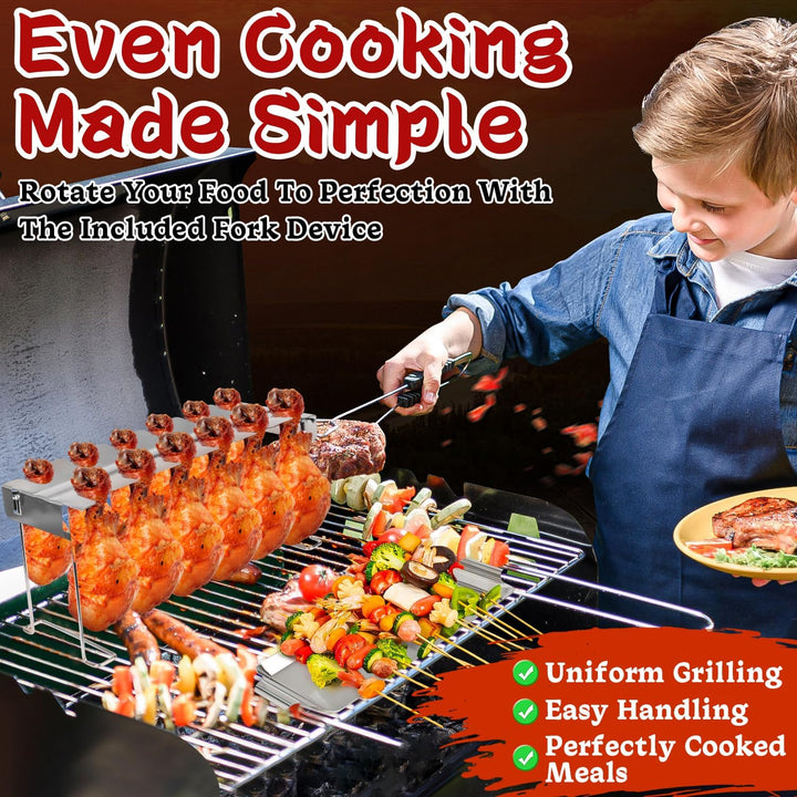 Hähnchenschenkel Halter Grill Zubehör für Backofen & Grill, Hähnchenkeulenhalter mit Auffangschale,