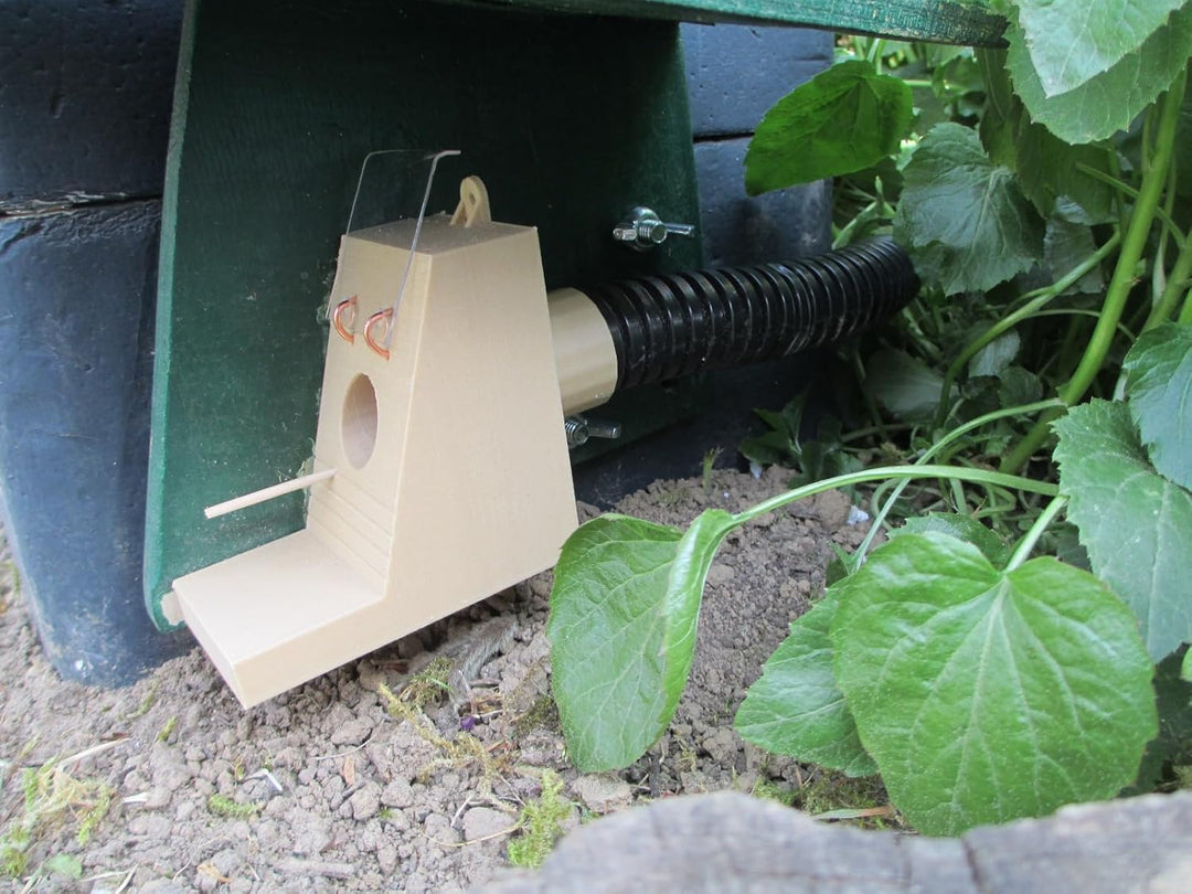 Kleiner Hummelklappenvorbau mit Flansch 25mm, Hummelklappe/Wachsmottensperre für Ihren Hummelkasten