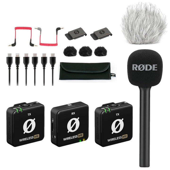 Rode Wireless ME Dual Mikrofon Funksystem + Interview GO Handadapter + keepdrum Fell-Windschutz WiME