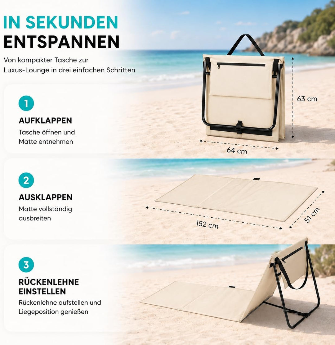 Intimo Living 2er Set Strandliege klappbar leicht – Bequeme Strandmatte mit Rückenlehne – Strandlieg