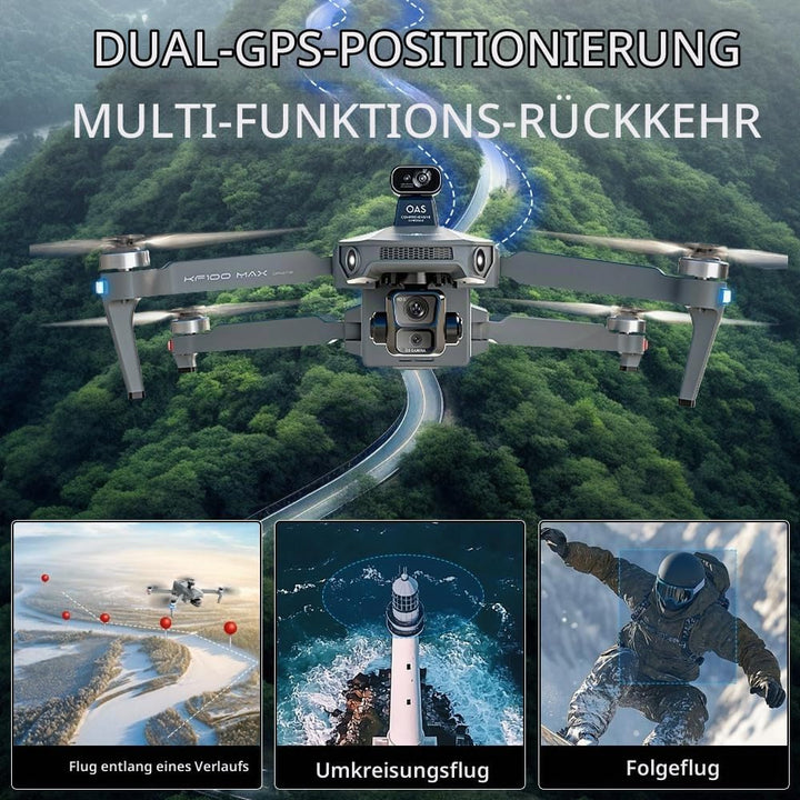 X-Verse KF100MAX Drohne mit Kameras 4K HD EIS, Bildschirmfernsteuerung, RC 6km, 3 Achsen Gimbal, 360
