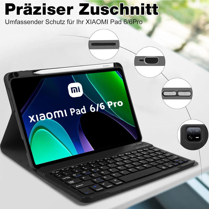 AGARELE Tastatur Hülle für Xiaomi Pad 6 11 Zoll 2023 [QWERTZ Deutsch Tastatur], Slim Schutzhülle Tas