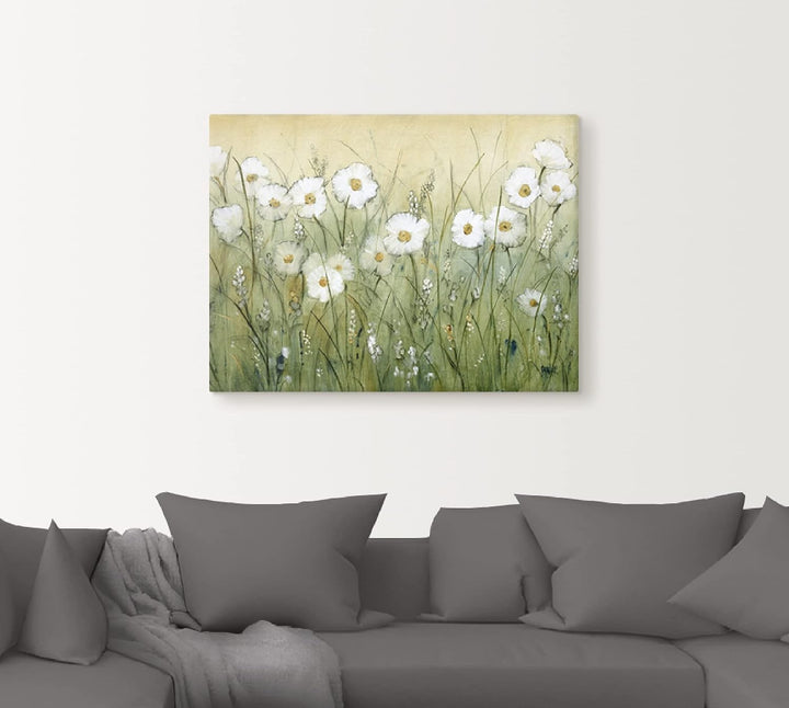 ARTland Leinwandbilder Wandbild Bild auf Leinwand 60 x 45 cm Wanddeko Botanik Blumen Gänseblümchen M