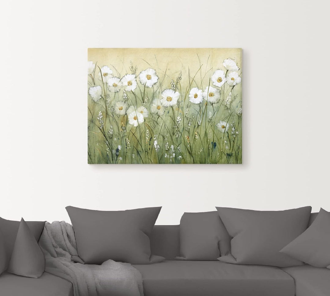 ARTland Leinwandbilder Wandbild Bild auf Leinwand 80 x 60 cm Wanddeko Botanik Blumen Gänseblümchen M