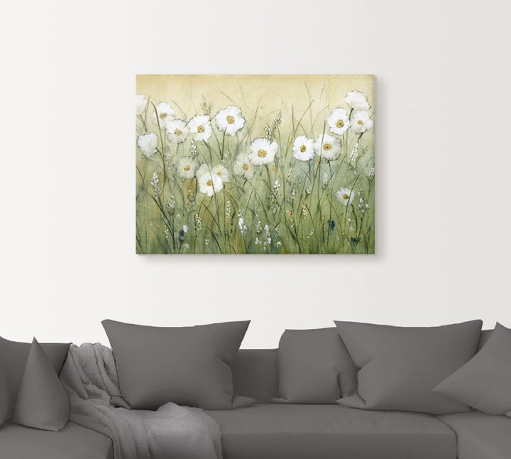 ARTland Leinwandbilder Wandbild Bild auf Leinwand 80 x 60 cm Wanddeko Botanik Blumen Gänseblümchen M