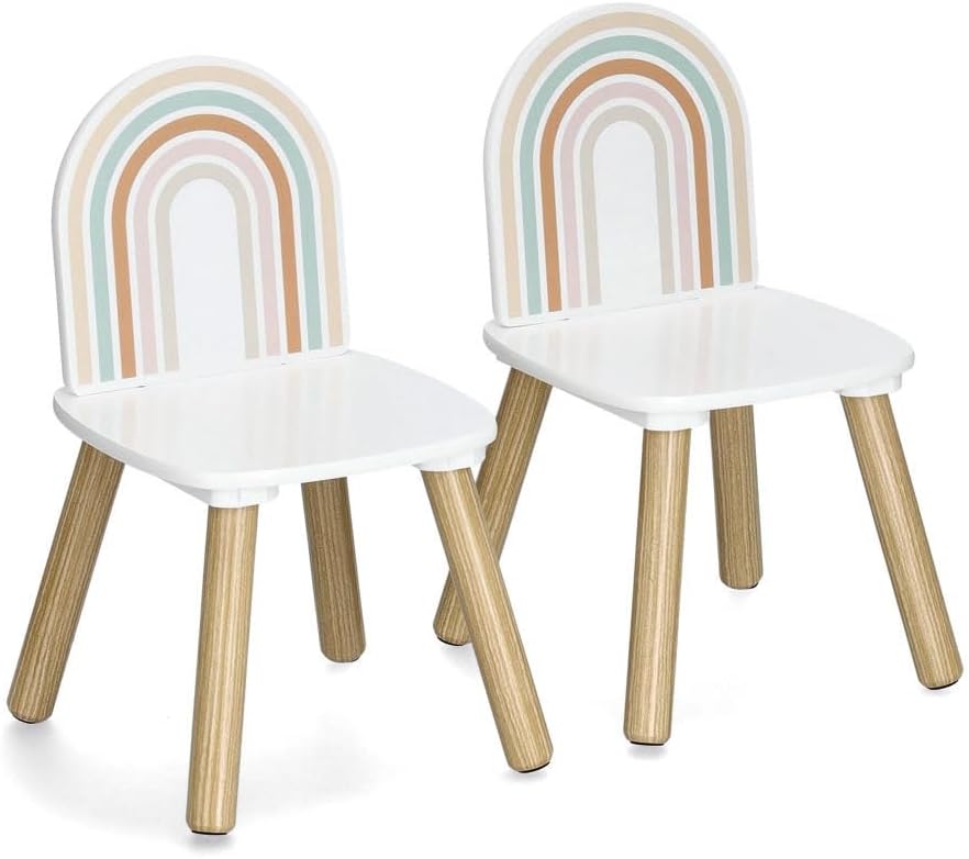Zeller 13536 Kinder-Sitzgarnitur Rainbow, 3-TLG., MDF/Kiefer, Tisch: ca. 55 x 55 x 45 cm, Stuhl: ca.