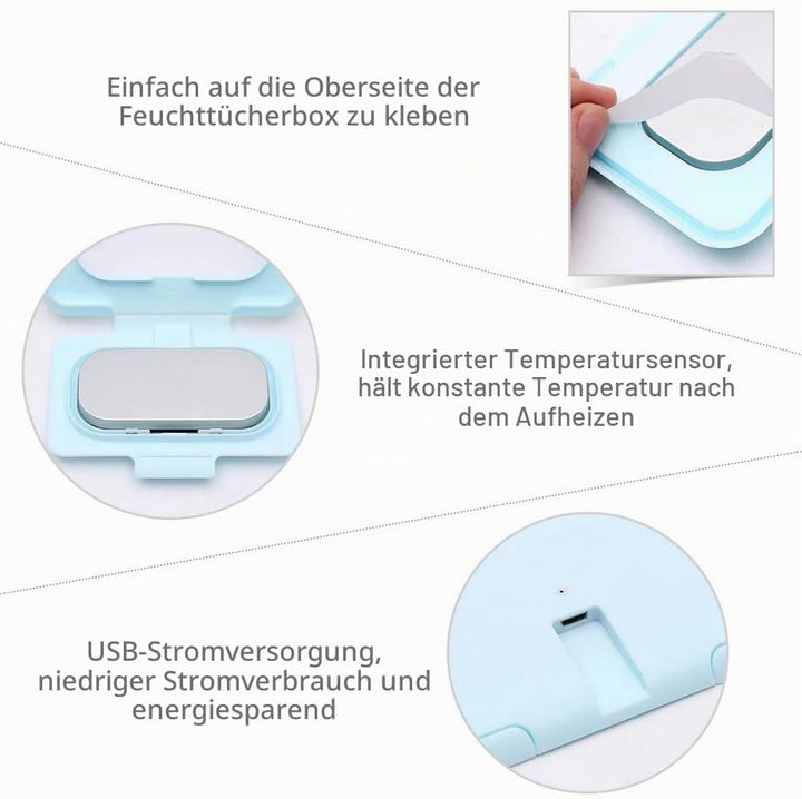 Baby Feuchttuch Wärmer, Tragbare Feuchttuchheizung,Feuchttücher Box Wärmer Gleichmässige Heizung Kon