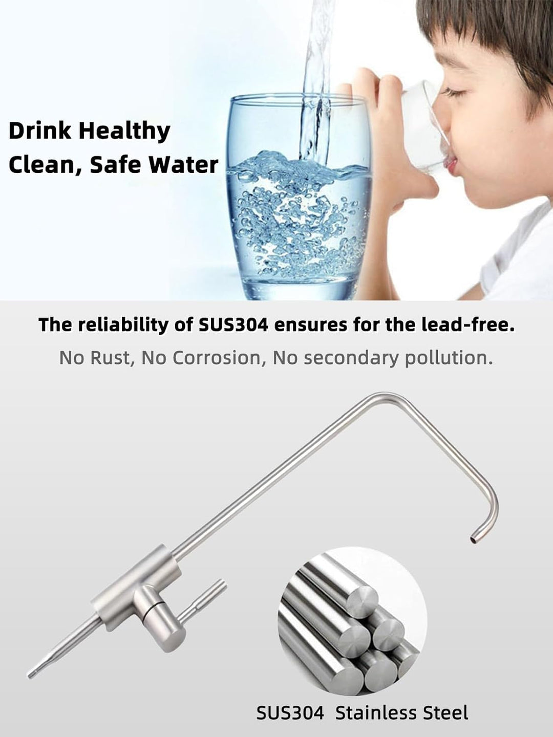 Trinkwasserhahn, bleifreier Wasserfilter-Wasserhahn,Umkehrosmose-Wasserhahn für Küchenspüle, gebürst