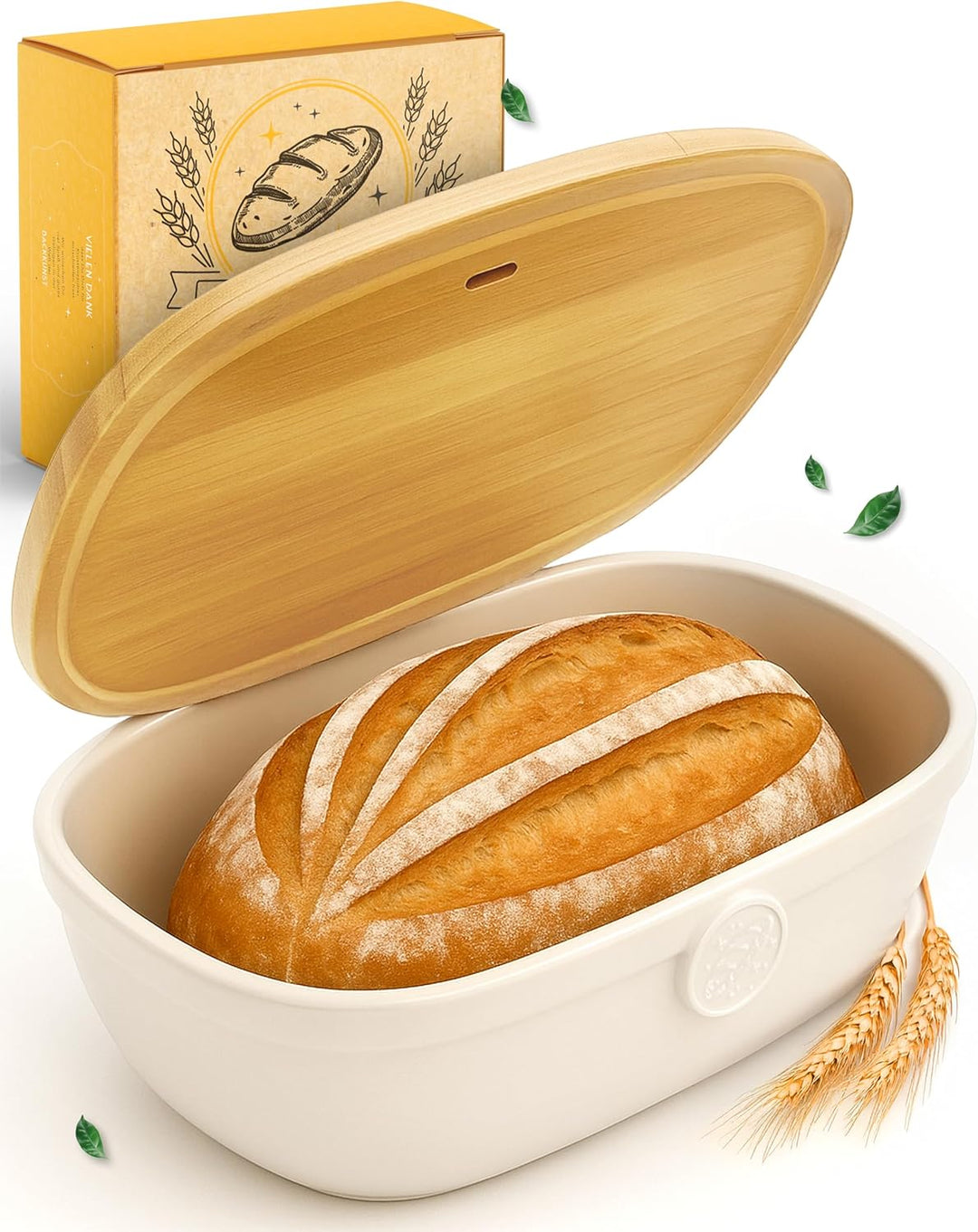 KRUSTENZAUBER Brotkasten Keramik zur Brotaufbewahrung – Moderne Brotbox mit Deckel – Bread Box ideal
