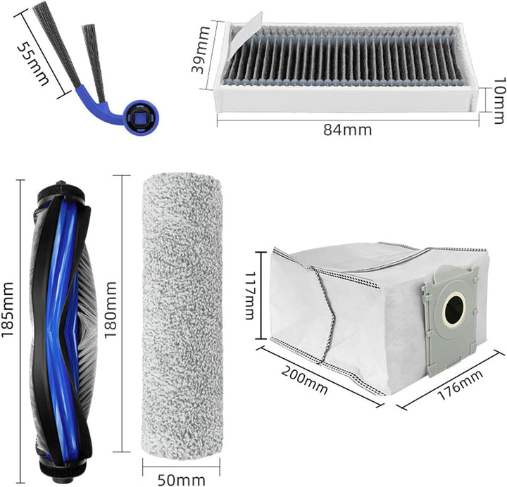 Zubehör für ECOVACS DEEBOT T80 Omni / T80 Roboterstaubsauger Ersatzteile 18er-Pack 2 Hauptbürsten, 4