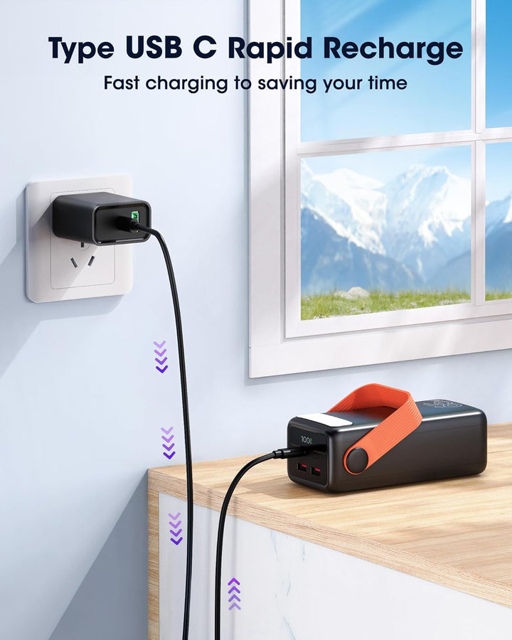65W Power Bank 60000mAh Grosse Kapazität, USB C Schnell Aufladende Powerbank 3 Ausgänge, Tragbares E