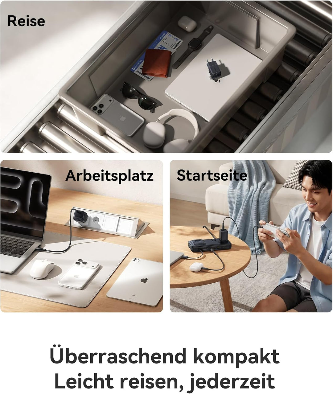 Baseus Enerfill 100W USB C Ladegerät, Kompaktes PD Schnellladegerät, GaN Netzteil für MacBook Pro/Ai