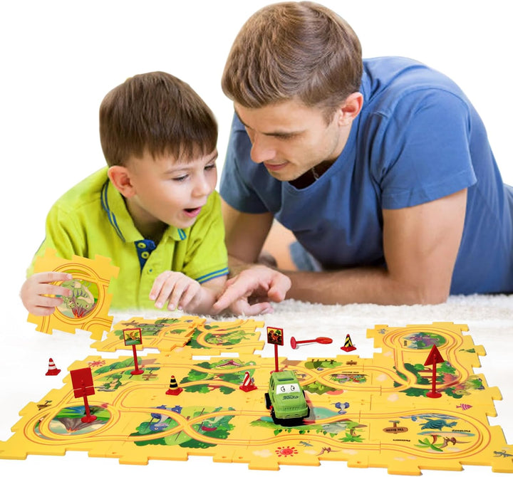 YOOYID Dinosaurier Puzzles Rennbahnen für Kinder im Alter von 3-5 Jahren Kleinkind Kunststoff Puzzle